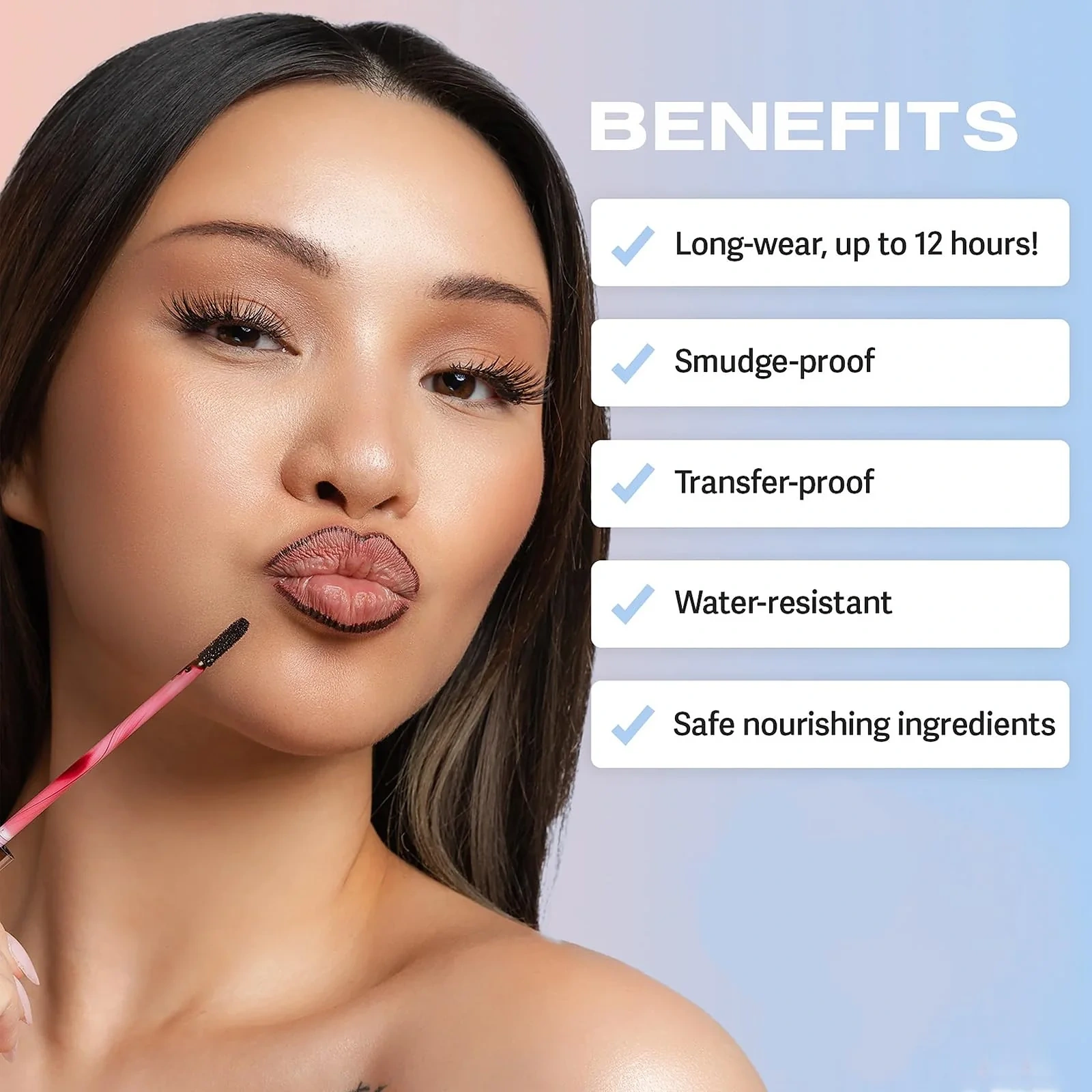 Lakerain peel-off lip liner source product graphic showing product details, usage, shade, or benefit information.